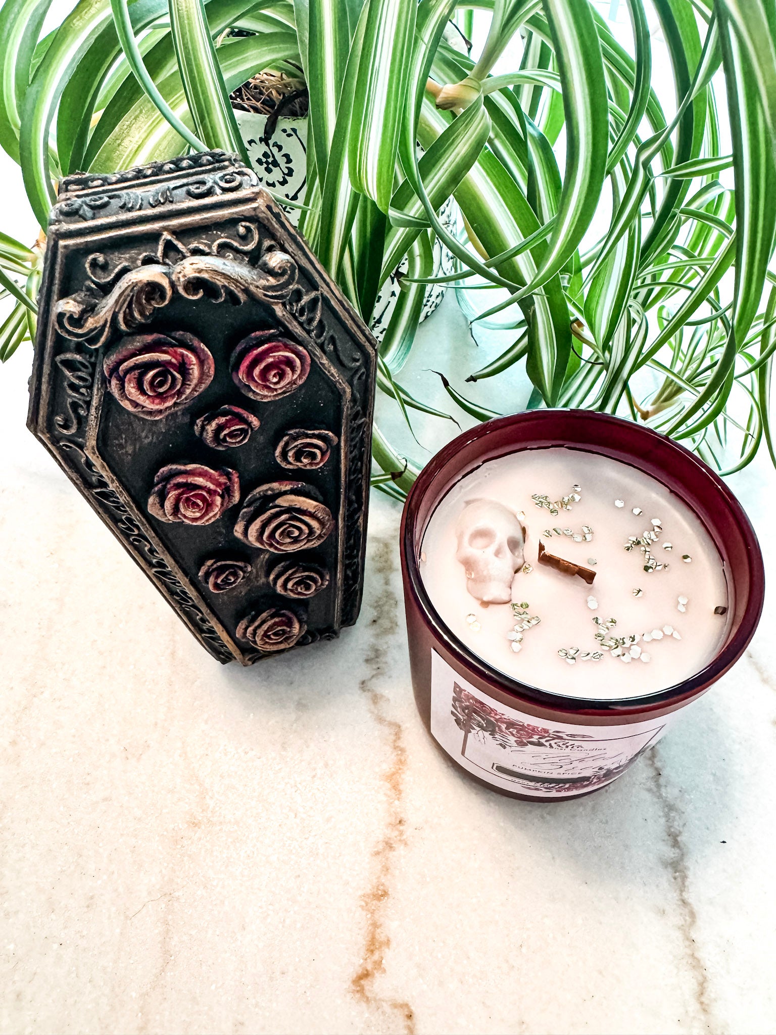 Witches Brew Wooden Wick Candle - Burgundy Vessel