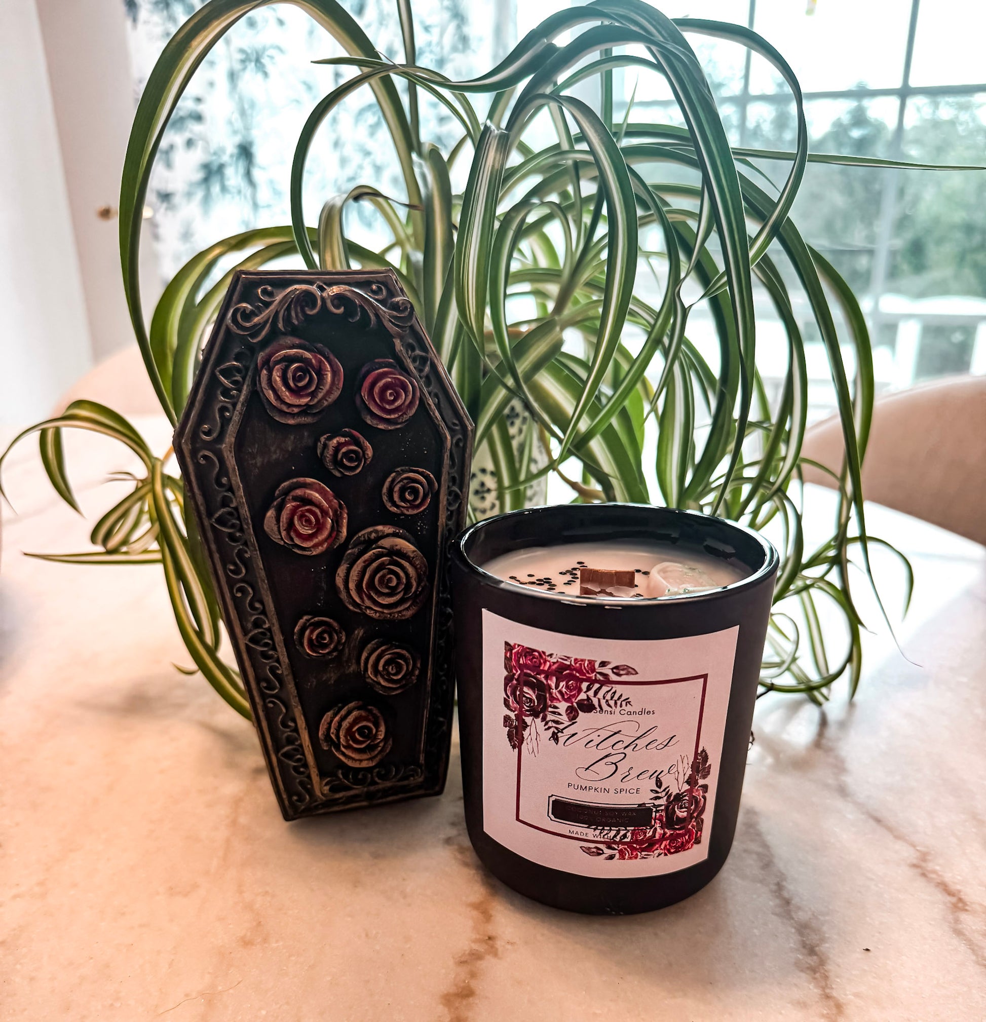 Witches Brew Wooden Wick Candle - Black Vessel
