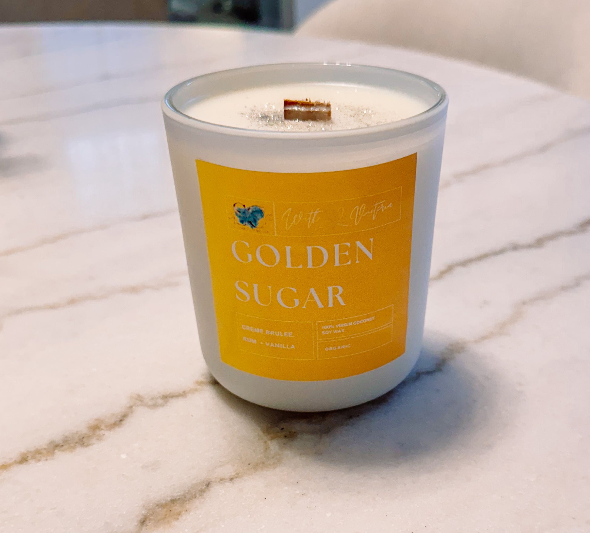Golden Sugar Wooden Wick Candle